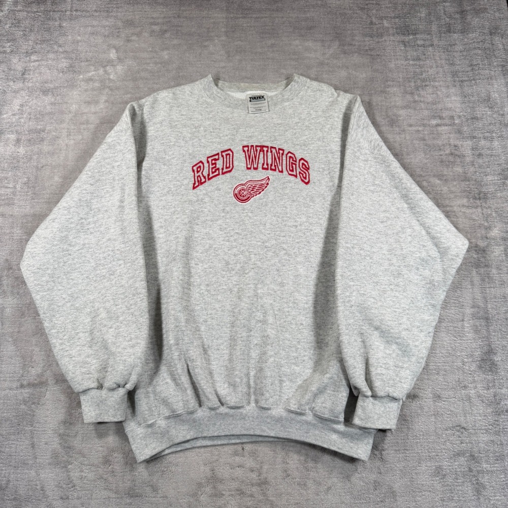 Detroit Red Wings Sweatshirt Mens XL Gray Vintage Embroidered NHL Hockey Tultex